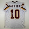 image:imageFacsimile Autographed Robert Griffin III Washington White Reprint Laser Auto Football Jersey Size Mens XL