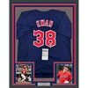image:imageFramed AutographedSigned Steven Kwan 35x39 Cleveland Blue Baseball Jersey JSA COA