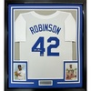 image:imageFramed Facsimile Autographed Jackie Robinson 35x39 Brooklyn Los Angeles LA White Reprint Laser Auto Baseball Jersey
