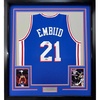 image:imageFramed Facsimile Autographed Joel Embiid 35x39 Philadelphia Blue Reprint Laser Auto Basketball Jersey