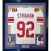 image:imageFramed Facsimile Autographed Michael Strahan 35x39 New York White Reprint Laser Auto Football Jersey