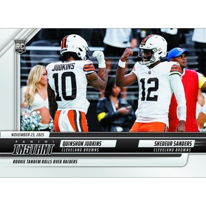 image:image2025 Panini Instant Quinshon JudkinsShedeur Sanders 261 Rookie Tandem Rolls Over Raiders Cleveland Browns Rookie RC Football Card