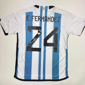 image:imageAutographedSigned Enzo Fernandez Argentina BlueWhite Soccer World Cup Jersey Beckett BAS COA