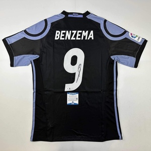 image:imageAutographedSigned Karim Benzema Real Madrid 201617 Black Soccer Jersey Beckett BAS COA