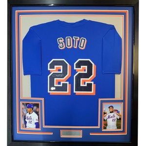 image:imageFramed AutographedSigned Juan Soto 35x39 New York Blue Baseball Jersey Beckett BAS COA