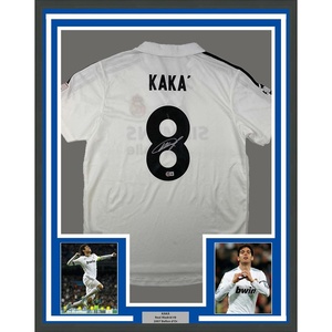 image:imageFramed AutographedSigned Ricardo Kaka 35x39 Real Madrid White Soccer Futbol Jersey Beckett BAS COA