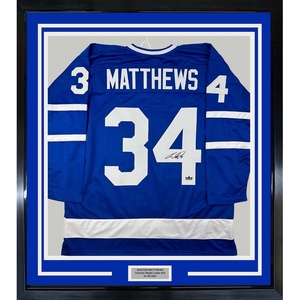 image:imageFramed Facsimile Autographed Auston Matthews 35x39 Toronto Blue Reprint Laser Auto Hockey Jersey