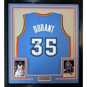 image:imageFramed Facsimile Autographed Kevin Durant 35x39 Oklahoma City Blue Reprint Laser Auto Basketball Jersey