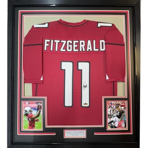 image:imageFramed Facsimile Autographed Larry Fitzgerald 35x39 Arizona Red Reprint Laser Auto Football Jersey