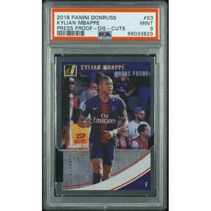 image:imageGraded 2018 Panini Donruss Press Proof Die Cuts Kylian Mbappe 53100 Soccer Card PSA 9 Mint