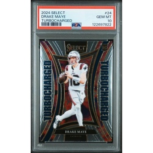 image:imageGraded 2024 Panini Select Drake Maye 24 Turbocharged Rookie RC Football Card PSA 10 Gem Mint
