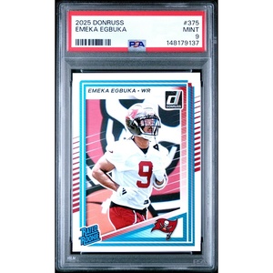 image:imageGraded 2025 Panini Donruss Emeka Egbuka 375 Rookie RC Football Card PSA 9 Mint