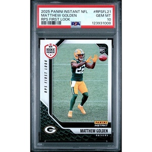image:imageGraded 2025 Panini Instant Matthew Golden RPSFL21 RPS First Look Rookie RC Football Card PSA 10 Gem Mint