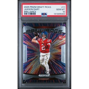 image:imageGraded 2025 Panini Prizm Draft Picks Jaxson Dart 11 Brilliance Rookie RC Football Card PSA 10 Gem Mint